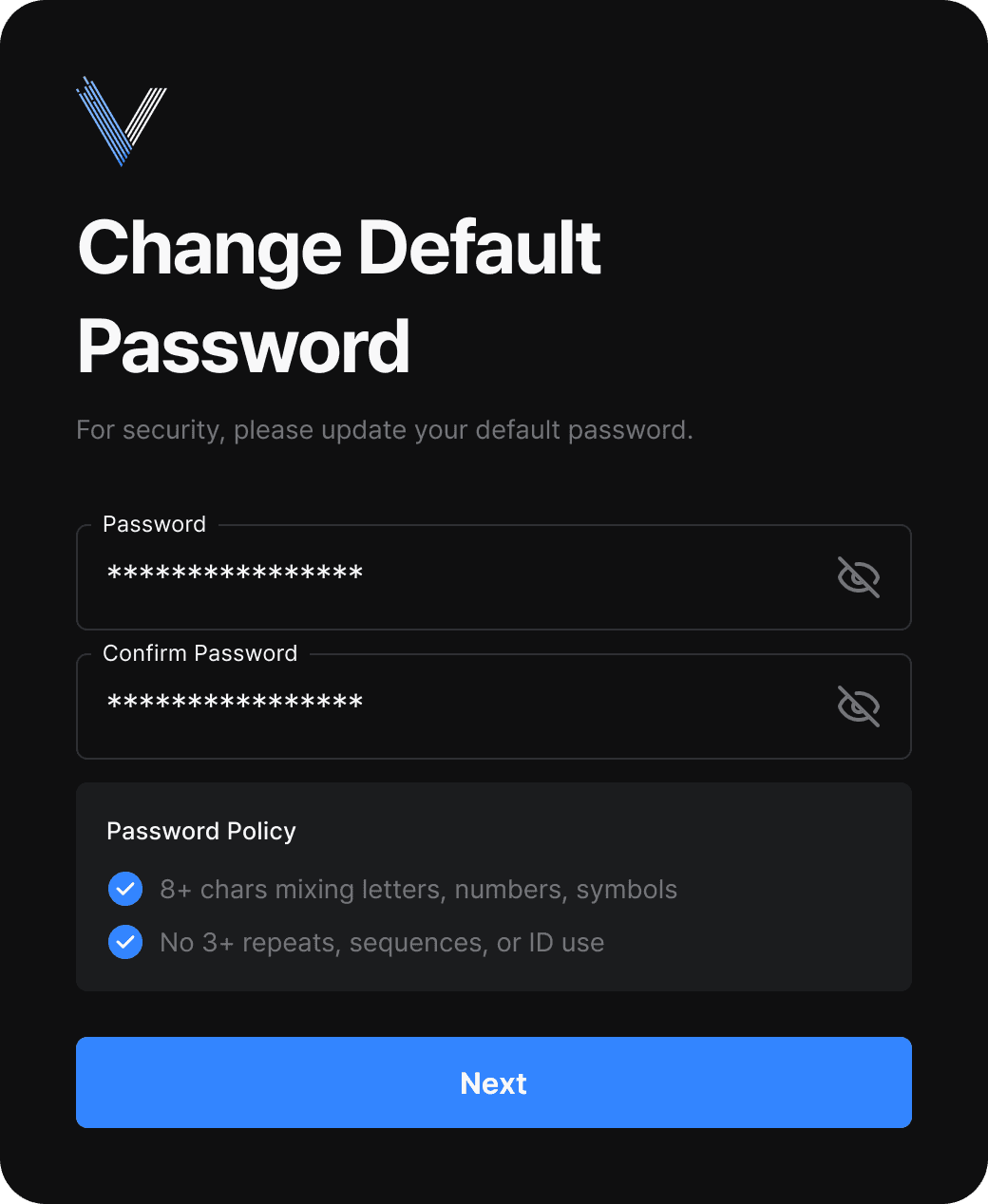 비밀번호 변경 화면
