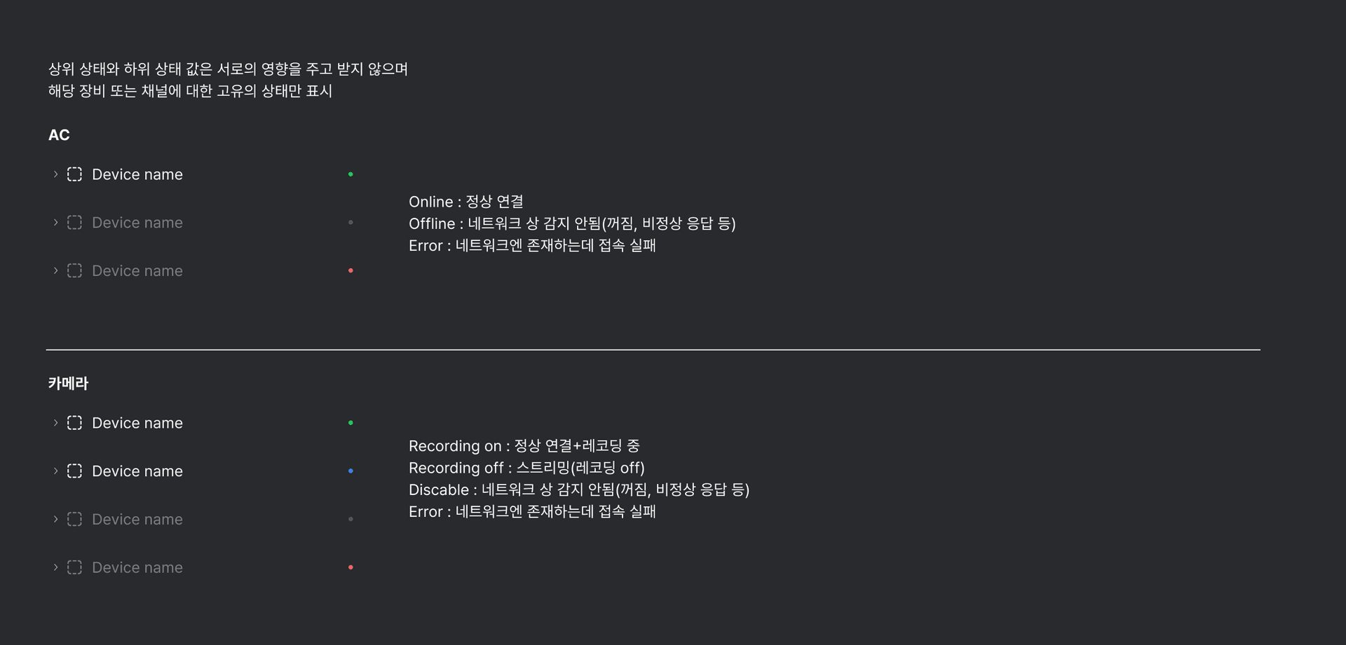 장치 상태 아이콘